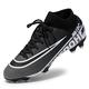 YOVKSI Men's Football Boots Hightop Turf Cleats Football Shoes Athletic FG Soccer Shoes Outdoor Indoor Sports Shoes Black 9.5