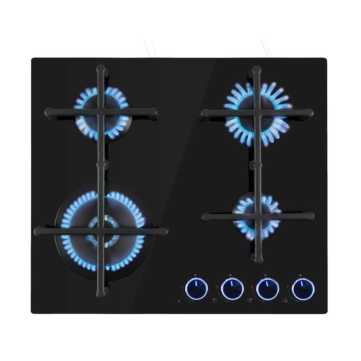 Klarstein Illuminosa 4 Gaskochfeld 4-flammig Sabaf-Brenner Glaskeramik Schwarz Image