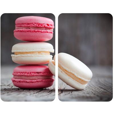 Herdabdeckplatte Universal Macarons 2er Set, für alle Herdarten, Mehrfarbig, Gehärtetes Glas