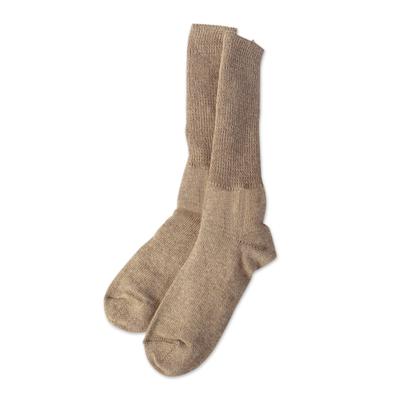 Ecru Comfort,'Ecru Baby Alpaca Blend Socks with Copper Fiber'