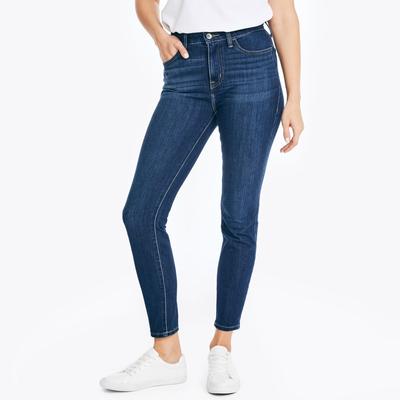 Nautica Women's Sustainably Crafted True Flex High-Rise Curvy Fit Skinny Denim Sapphire/Pitch Yellow, 25