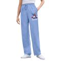 Plus Size Women's Disney Women's Fleece Sweatpants French Blue Christmas Stitch by Disney in French Blue Xmas Stitch (Size 6X)