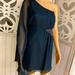 Free People Dresses | Free People Navy Sheer Over Cocktail Dress With Side Sequins & Beads Size 2 | Color: Blue | Size: 2