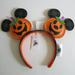 Disney Accessories | Disney Mickey Pumpkin Halloween Gingham Hat Ears Headband | Color: Black/Orange | Size: Os