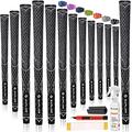 SAPLIZE 13 Golf Grips with Full Regripping Kit, Standard Size, Multi-compound Hybrid Golf Club Grips, Black Color