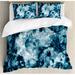 East Urban Home Antique Marble Stone w/ Blurry Distressed Motley Fractal Effects Illustration Artwork Duvet Cover Set Microfiber in Blue | Wayfair