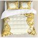 East Urban Home Golden Microfiber French Country 3 Piece Duvet Cover Set Microfiber in Yellow | Queen Duvet Cover + 3 Additional Pieces | Wayfair