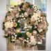 The Holiday Aisle® Jhumki Hydrangea, Magnolia, Ornaments, & Ribbon Evergreen Wreath in Brown/White/Yellow | 32 H x 32 W x 9 D in | Wayfair