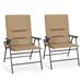 Costway 2 Pieces Patio Padded Folding Portable Chair Camping Dining Outdoor-Brown