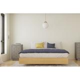 Bilou Bedroom Set with Nightstand, Natural Maple and Greige