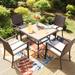 5-Piece Patio Dining Set, 36" Square Acacia Wood Table and 4 Rattan Armrest Chairs