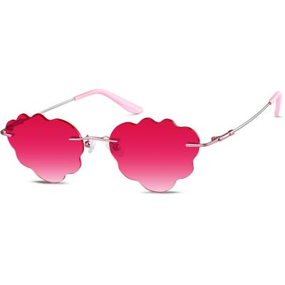 Zenni Women's Geometric Rx Sunglasses Pink Flex Titanium Frame