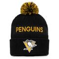 Men's Fanatics Branded Black/Yellow Pittsburgh Penguins 2022 NHL Draft Authentic Pro Cuffed Knit Hat with Pom