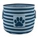 Dark Navy Round Polyester Pet Bin Stripe With Paw Patch, Medium, Blue