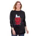 Plus Size Women's Peanuts Women's Crewneck Sweatshirt Black XMAS Snoopy by Peanuts in Black Xmas Snoopy (Size 2X)