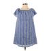 one the land Casual Dress - A-Line: Blue Print Dresses - Women's Size Small