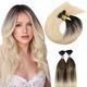 Moresoo Blonde Stick Tip Hair Extensions Real Human Hair Dark Blonde Root Ombre to Caramel Blonde with Platinum Blonde Keratin Hair Extensions Itip Human Hair Extensions 16 Inch 40g/50s #2/27/613