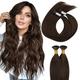Moresoo Stick Tip Hair Extensions Real Human Hair Brown Keratin Human Hair Extensions Dark Brown I Tip Hair Extensions 22 Inch 40g/Pack #4
