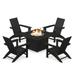 POLYWOOD Modern 5-Piece Adirondack Chair Conversation Set with Fire Pit Table