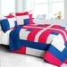 Beginning Vermicelli-Quilted Patchwork Geometric Quilt Set Full/Queen