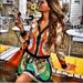 Zara Dresses | Bloggers Fav Zara Chain Print Patchwork Pleated Dress | Color: Green/Orange | Size: L