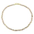 Bling Jewelry Flat Flexible 14K Yellow Rose Gold Overlay .925 Sterling Silver 5MM Twist 3 Tri Tone Herringbone Braided Magic Snake Chain Choker Necklace For Women Made In Italy 20 Inch