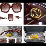 Gucci Accessories | Gucci Beautiful Burgundy With Swarovski Crystals And Bold Gold Logo Sunglasses | Color: Red | Size: 54mm-25mm-145mm