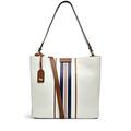 RADLEY London Hope Street Open Top Shoulder Handbag, Made from Chalk White Soft Grained Leather with Central Stripe Centre, Shoulder Bag with Zip & Magnetic Closure, Handbag with Dog Fabric Lining