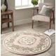 Lord of Rugs Lotus Premium Traditional Rug Aubusson Wool Heavy Thick Floral Hand Tufted Classic Rug Pink Round 120x120 cm (3'11''x3'11'')