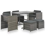 7 pcs Mobilier de salle à manger， Mobilier à dîner de jardin et coussins Résine tressée Gris vidaXL