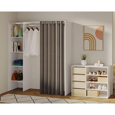 TemaHome »Tom 1« Kleiderschrank mit Vorhang Weiß Taupe 123/160x182x50 cm