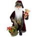 16" Burgundy Santa Claus with Gift Bag Christmas Figure