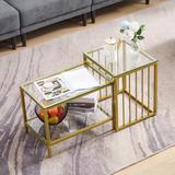 Ivinta Square Glass Nesting Coffee Table, End Table for Living Room