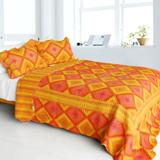 Burning Flame Cotton 3PC Vermicelli-Quilted Striped Patchwork Quilt Set (Full/Queen Size)