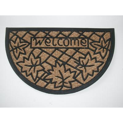Welcome Leaves Hr Flat Weave Coir Mat With Rubber Backing Floor Coverings by Nature Mats by Geo in Multi