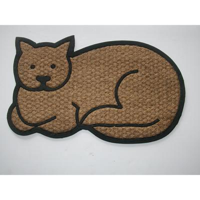 Shaped Cat Flat Weave Coir Mat With Rubber Backing Floor Coverings by Nature Mats by Geo in Multi