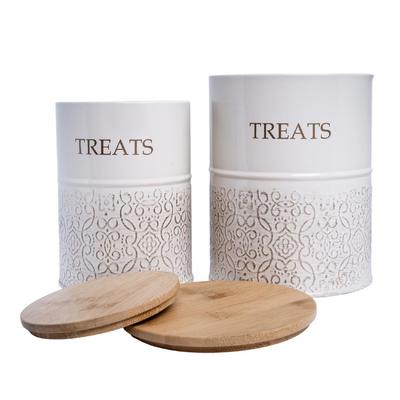 Dog Treat Canister - White Swan (Set Of 2) by JoJo Modern Pets in White Swan