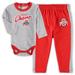 Newborn & Infant Scarlet/Heathered Gray Ohio State Buckeyes Little Kicker Long Sleeve Bodysuit Sweatpants Set
