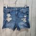 American Eagle Outfitters Shorts | American Eagle Outfitters Aeo Blue Hi-Rise Shortie Cut Off Jean Shorts Size 10. | Color: Blue | Size: 10