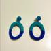 Anthropologie Jewelry | Anthropologie Teal And Navy Blue Beaded Earrings | Color: Blue | Size: Os