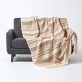 HOMESCAPES Extra Large Natural Beige Throw “Morocco” Cotton Textured Stripe Throw 254 x 356 cm Bedspread Sofa Throw Handmade Suitable for 3 or 4 Seater Sofas or Double King and Super King Size Beds