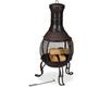 Relaxdays - Terrassenofen, Stahl & Gusseisen, HxD: 88 x 36 cm, Gartenkamin Funkenschutz, Chiminea,