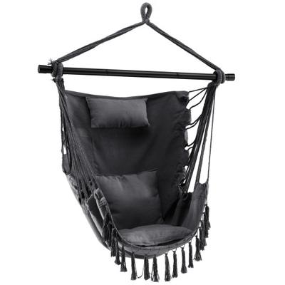 Costway Hanging Rope Swing Chair with Soft Pillow and Cushions-Gray