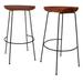 Set of 2 Chestnut Brown and Black Bar Stools with Curved Seat 30.5"