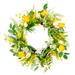 Puleo International 24" Artificial Tulip Floral Spring Door Wreath, Green/Yellow