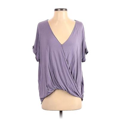 Excuse Me I Have To Go Be Awesome Short Sleeve Top Purple V Neck Tops - Women's Size Small