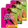 Playtex Sport Tampons with Flex-Fit Technology, Mixed Pack of Regular, Super, Super+, Unscented, 54ct - Pack of 3