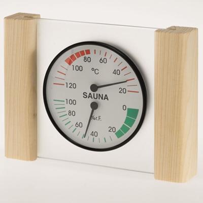 Klimamesser mit Glas Holzrahmen in Fichte Sauna Thermometer Hygrometer - Infraworld