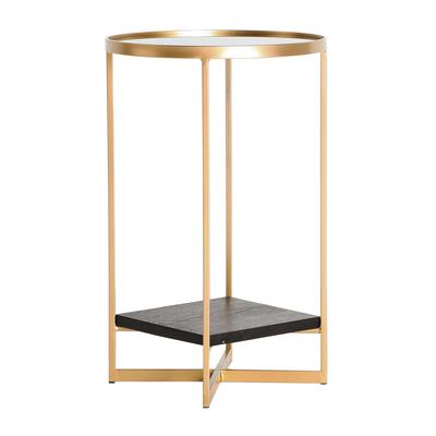 Table d'appoint en fer et verre en doré et noir 35x35x56cm