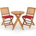 3PCS Patio Bistro Set Wood Folding Table Set with Cushioned Chairs